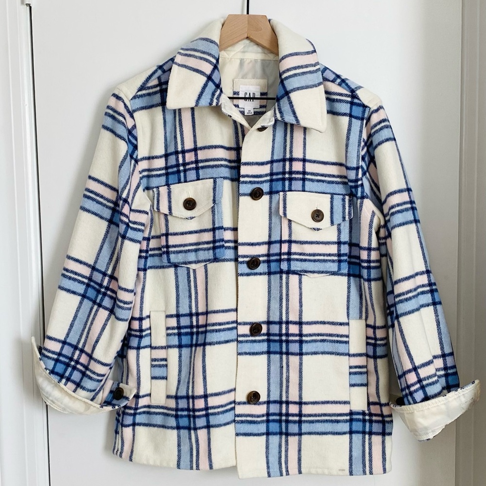 Gap Navy Pink Plaid Shacket